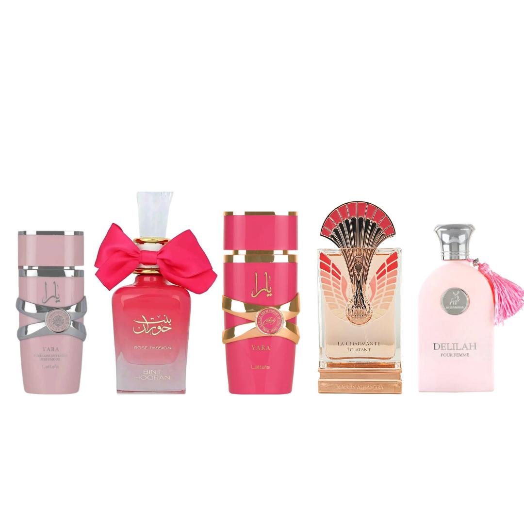 Yara + La Charmante Eclatant + 3 More — 5-Piece Bundle by Qamare — Authentic Arabic Fragrance | Qamare