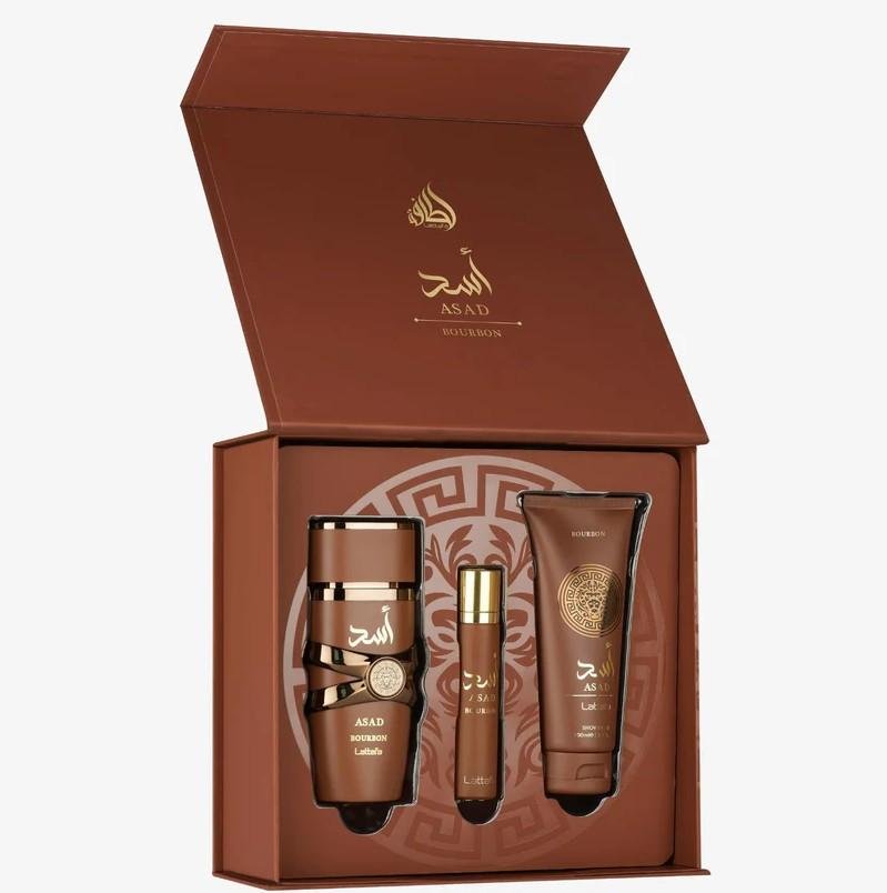 Asad Bourbon Pcs Gift Set by Qamare — Authentic Arabic Fragrance | Qamare