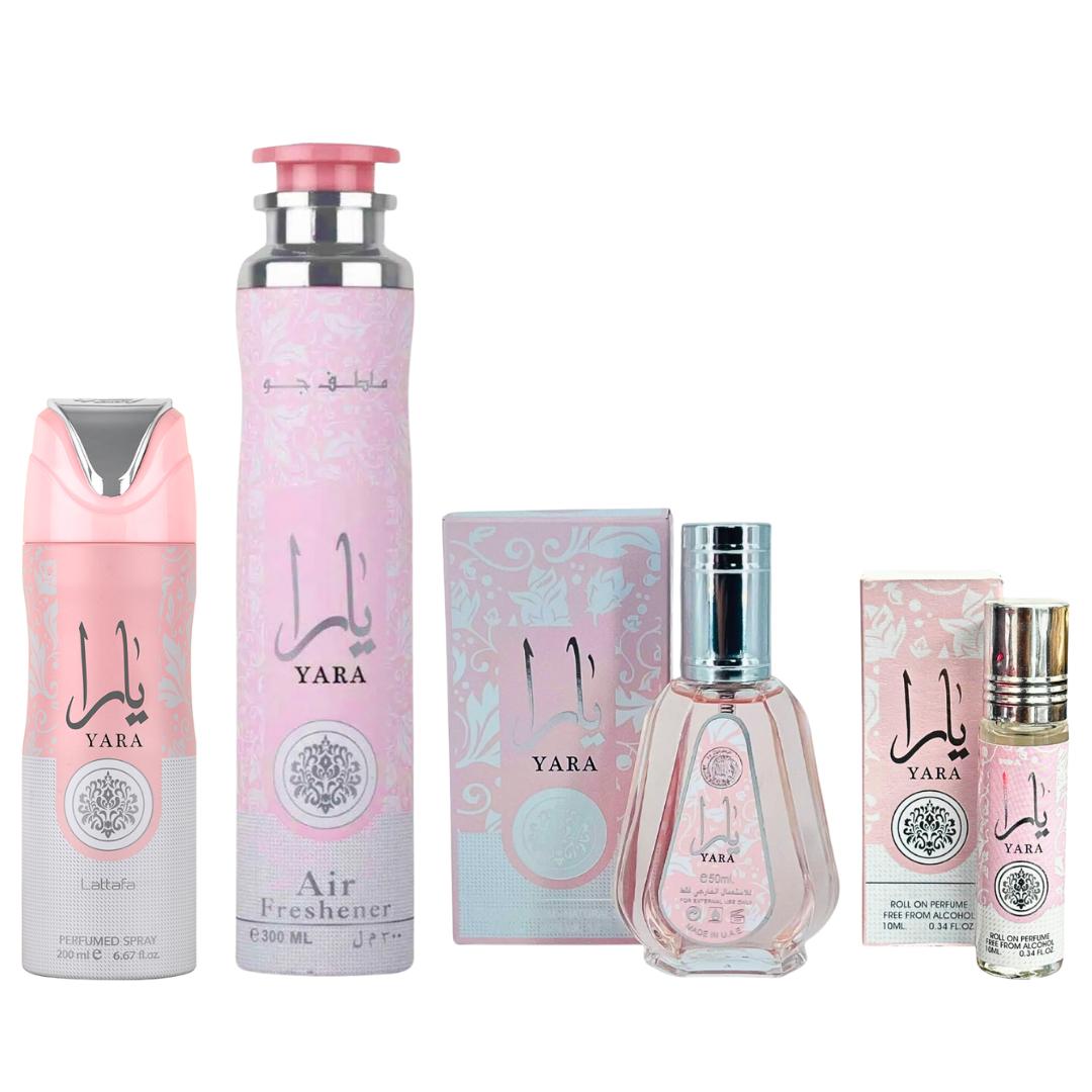 Yara + Air Freshener + 2 More — 4-Piece Bundle by Qamare — Authentic Arabic Fragrance | Qamare