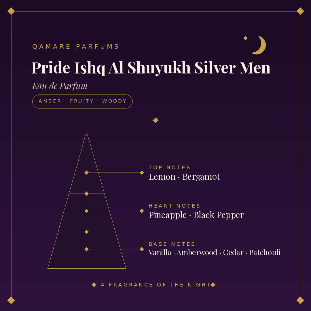 Lattafa Pride Ishq Al Shuyukh Silver Men Eau de Parfum 100ml by Lattafa — Authentic Arabic Fragrance | Qamare