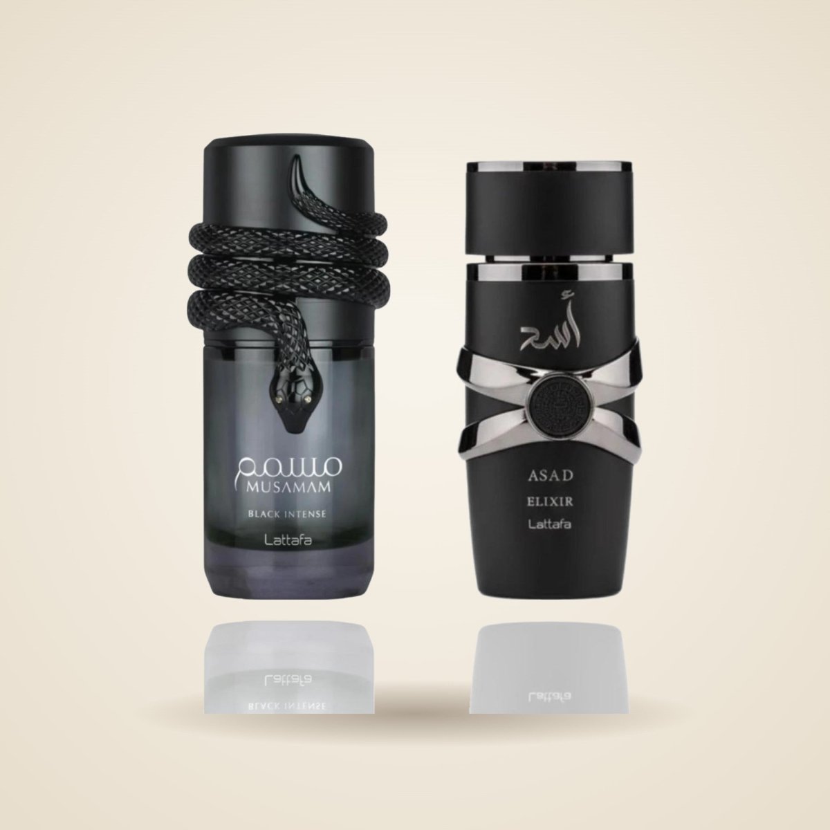 Asad Elixir + Musamam Black Intense — 2-Piece Set by Lattafa — Authentic Arabic Fragrance | Qamare
