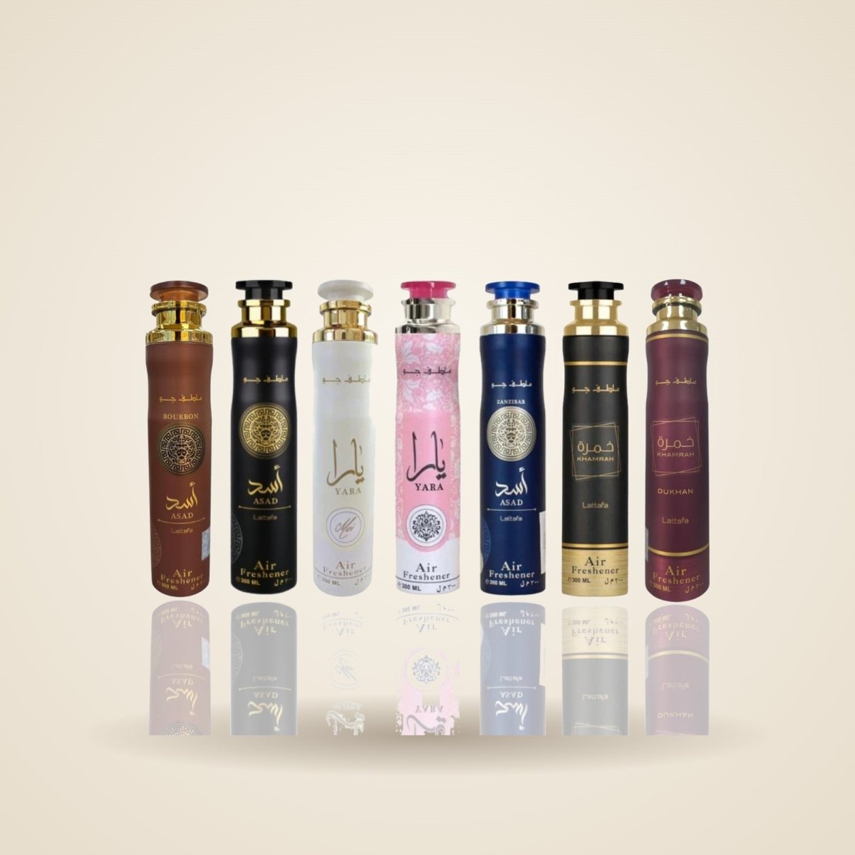 Khamrah Air Freshener + Yara Air Freshener + 5 More — 7-Piece Bundle by Qamare — Authentic Arabic Fragrance | Qamare