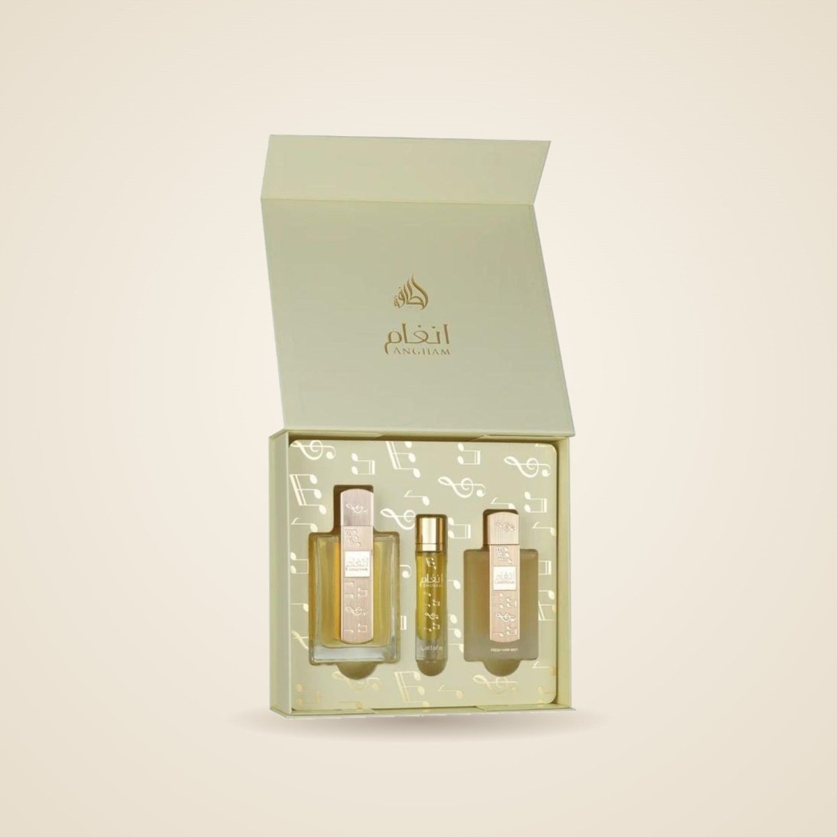 Lattafa Angham 3pc Gift Set by Lattafa — Authentic Arabic Fragrance | Qamare